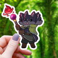 Cerberus Wizard Casting A Fireball Sticker- 3"
