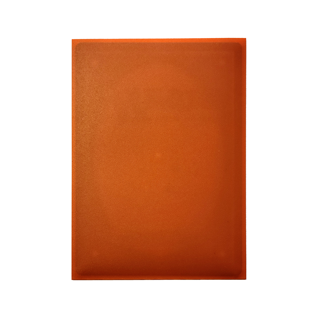 Solid orange colored card sleeve on a white background
