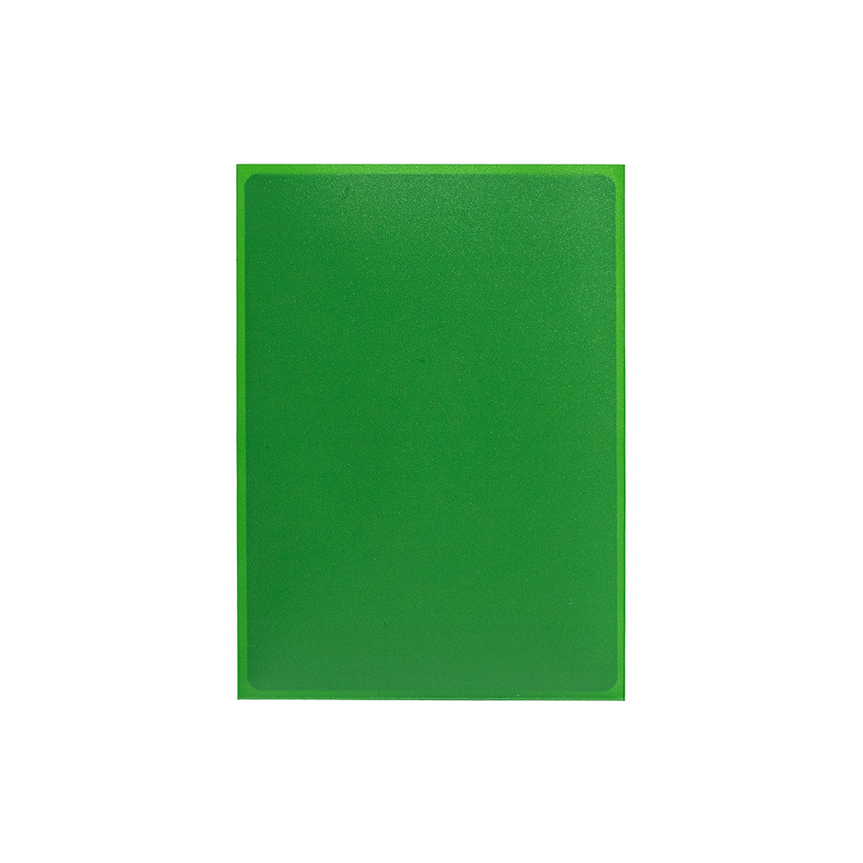Solid green colored card sleeve on a white background
