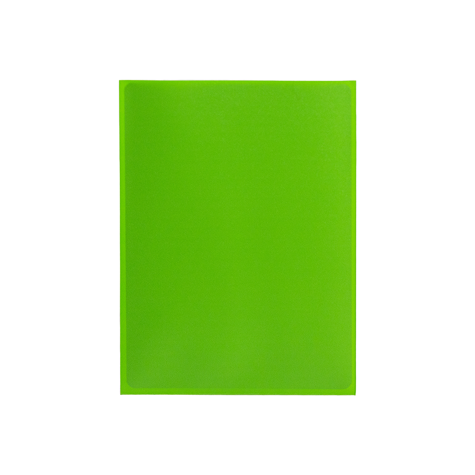 Solid bright green colored card sleeve on a white background
