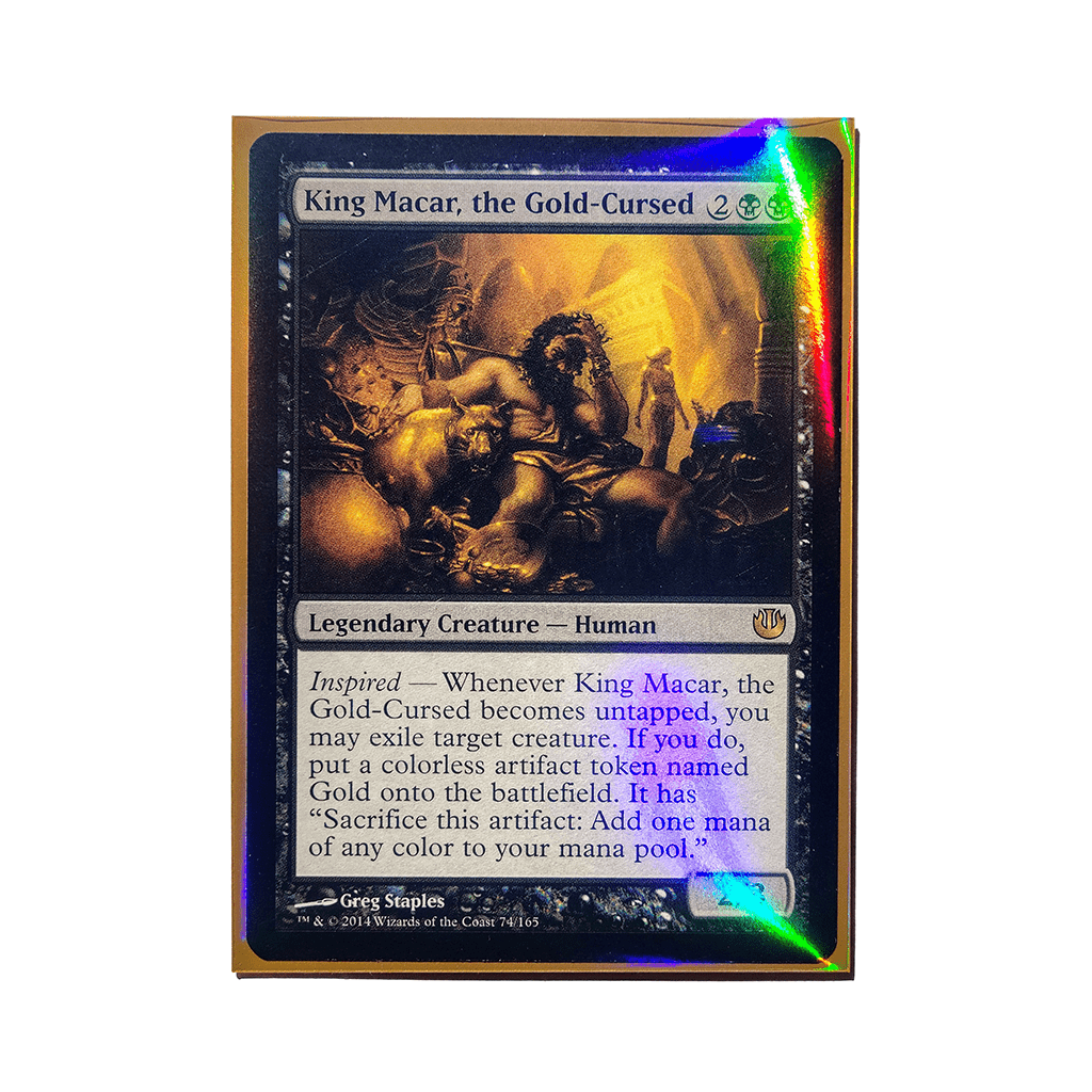 Trading card in a sleeve with holographic sheen on plain white background